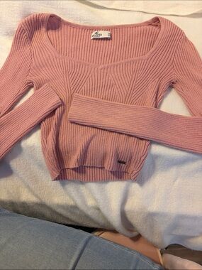 Hollister Dusty Rose Ribbed Square-Neck Sweater